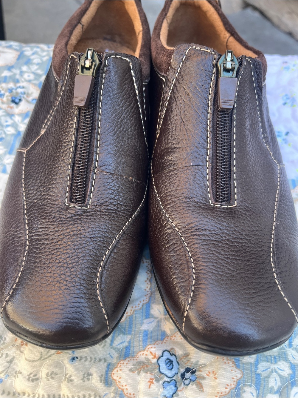 Naturalizer Men's Dark Brown Leather Zip Front Slip-Ons